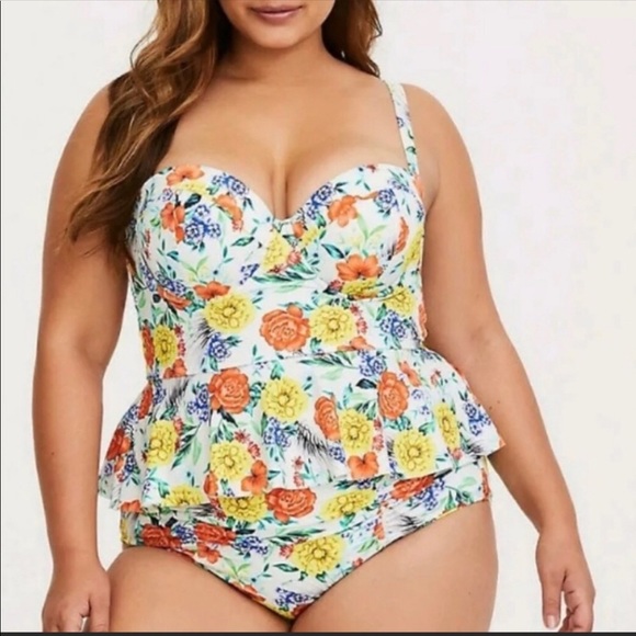 floral peplum swimsuit